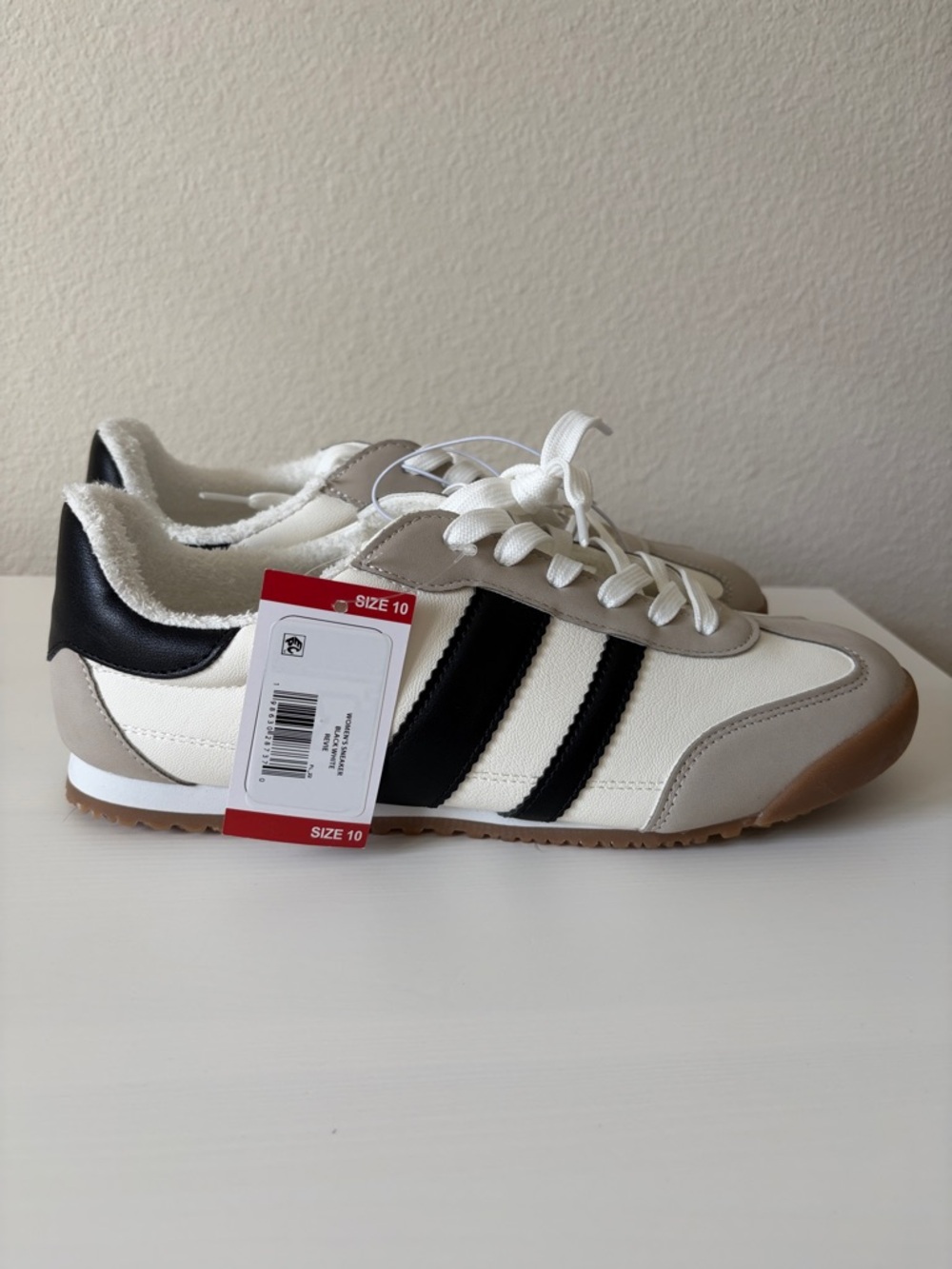 Dolce Vita White Sneakers with Black Stripes and Beige Accents - Picture 2 of 5